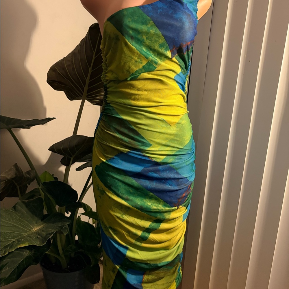 Multicolor One-Shoulder Dress